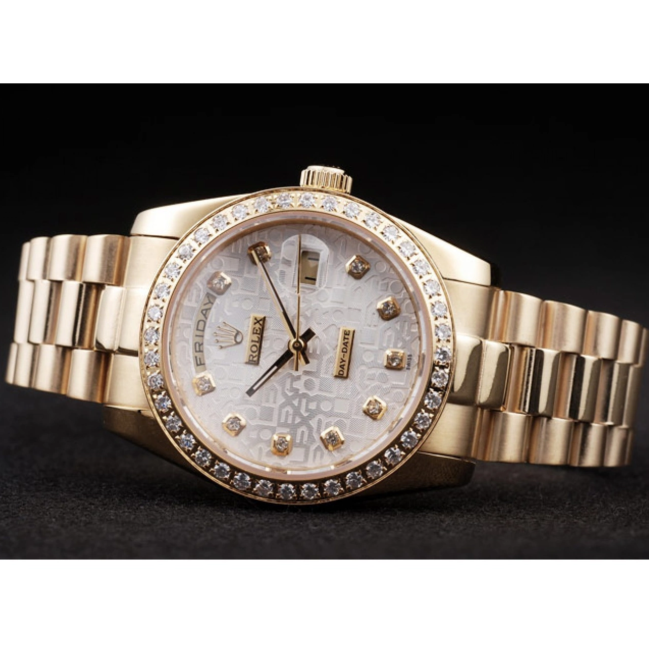 Best AAA Replica Sites Steel Yellow White Rolex Plated Dial Gold 18k Day-Date Stainless 0718
